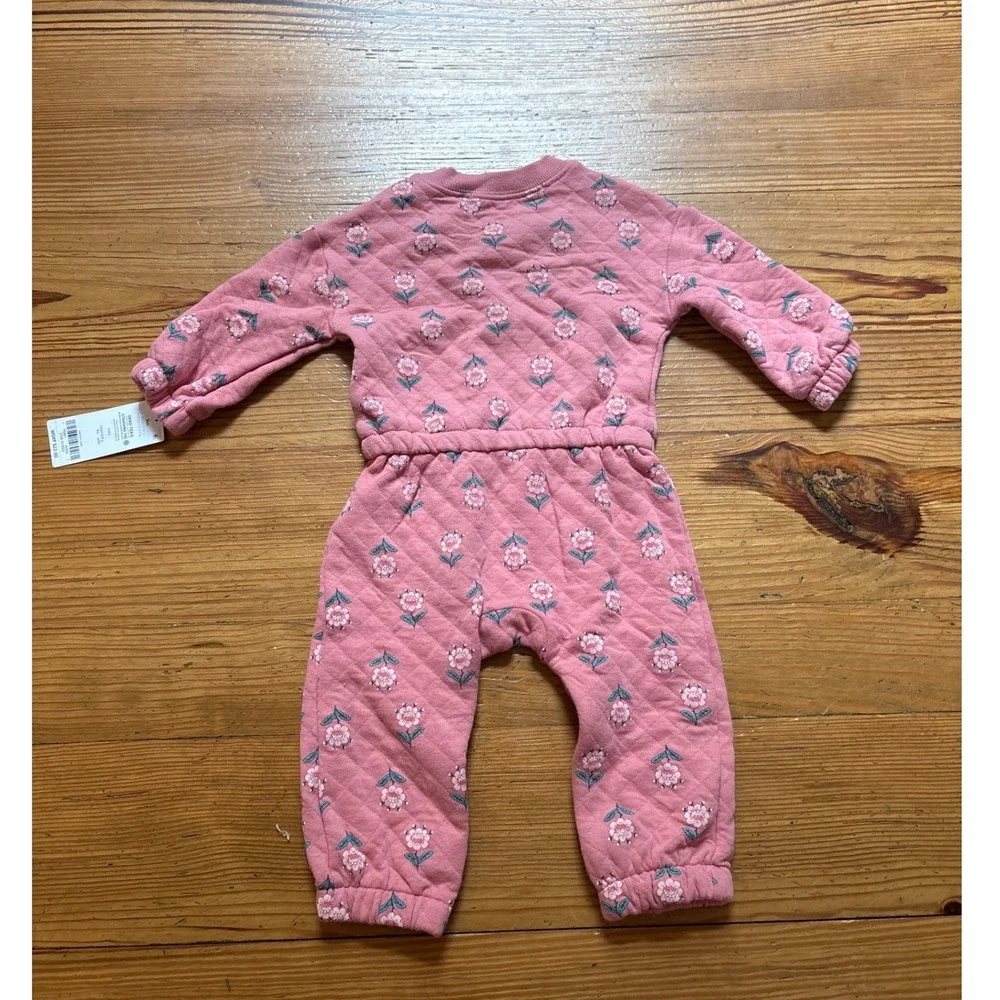 Carter's Jumpsuit Baby Pink New Quilted Floral‎ Bow One Piece SIZE 9m